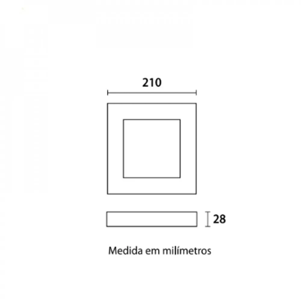 Image 1 of 3 of Plafon de led quadrado leitoso de sobrepor bivolt Blumenau 18W 3000K borda preta 20X20