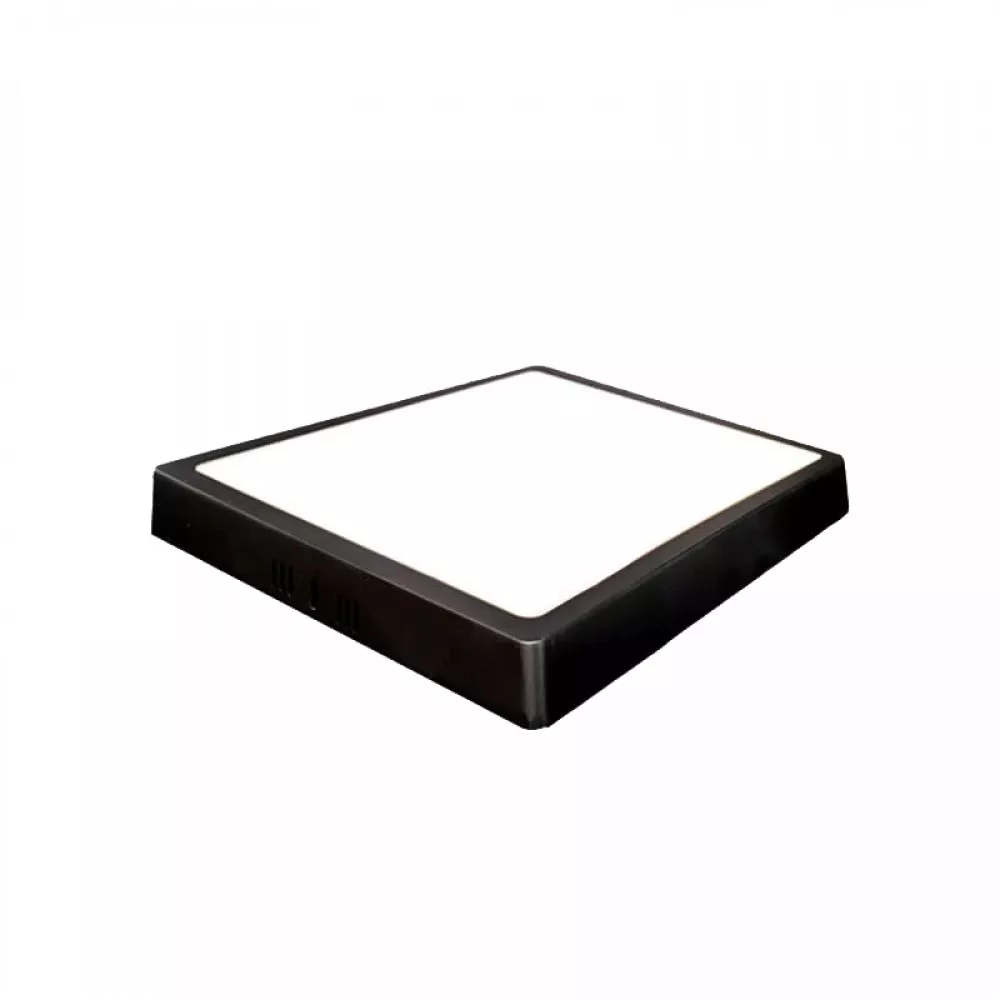 Image 2 of 3 of Plafon de led quadrado leitoso de sobrepor bivolt Blumenau 18W 3000K borda preta 20X20