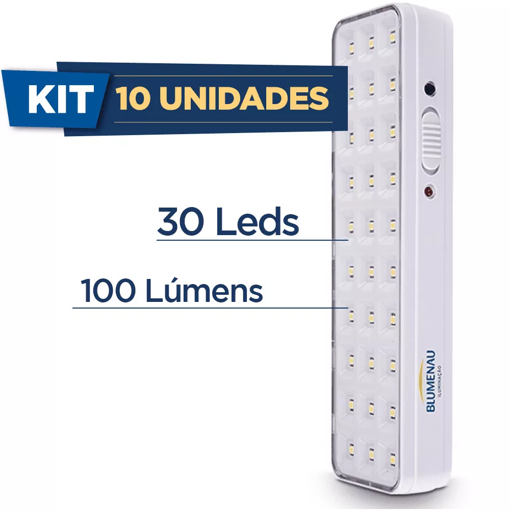 Image 0 of 1 of Kit com 10 Luminária de Emergência Led 100 Lumens 30 Leds Blumenau