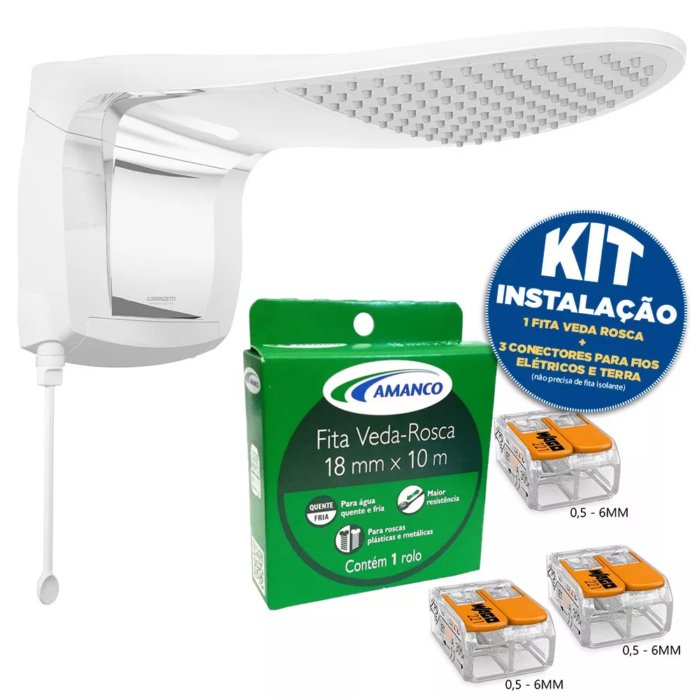 Image 0 of 1 of Chuveiro Acqua Wave Ultra 7800W 220v Lorenzetti + Conector De Emenda + Fita Veda Rosca