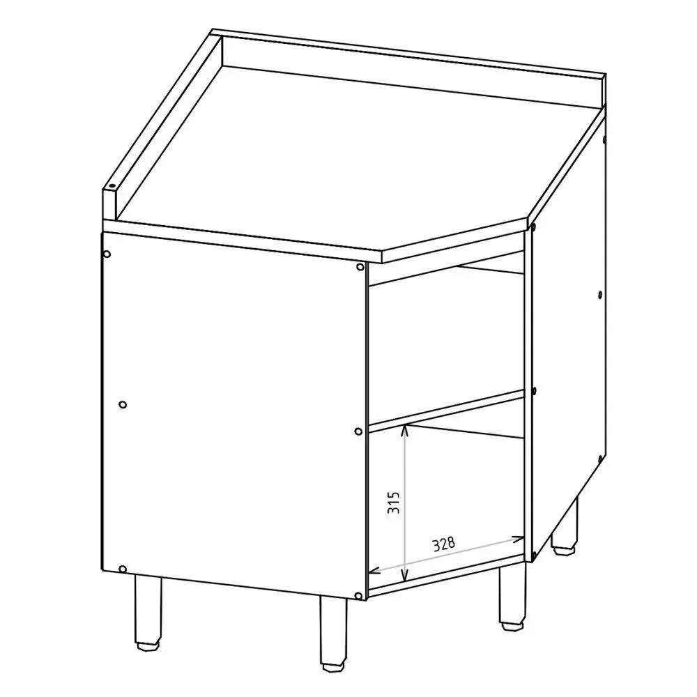 Image 1 of 3 of Balcão Canto Oblíquo Kali Premium 74,7 Com Tampo 01 Porta Nicioli