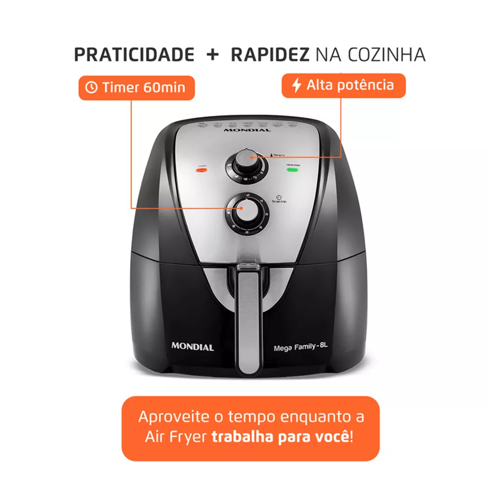 Image 2 of 3 of Fritadeira Elétrica Air Fryer 8 Litros Mondial AFN80 5993-02