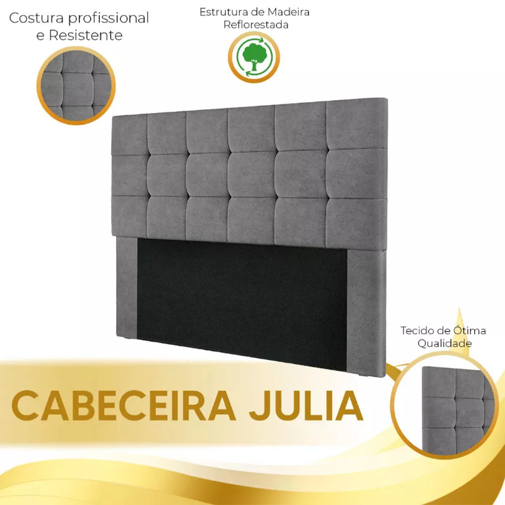 Image 4 of 5 of Cabeceira Cama Box Casal 1,40 Estofada Julia Suede amassado Speciale Home