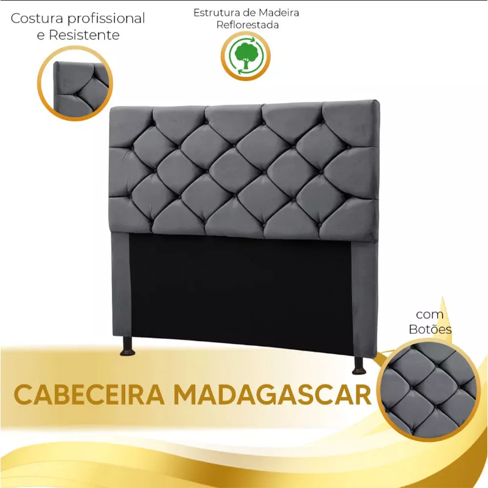 Image 4 of 5 of Cabeceira Estofada Madagascar 1,60 Queen Speciale Home