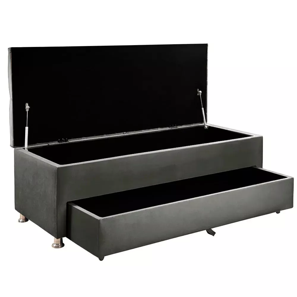 Image 9 of 12 of Conjunto Cabeceira Mila + Calçadeira Munique 160cm Veludo Cinza Speciale Home