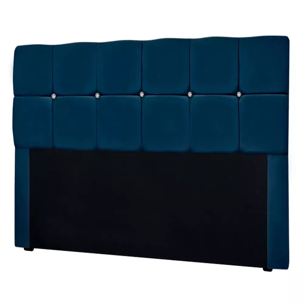 Image 3 of 11 of Conjunto Cabeceira Mila + Calçadeira Munique 195cm Veludo Azul Speciale Home