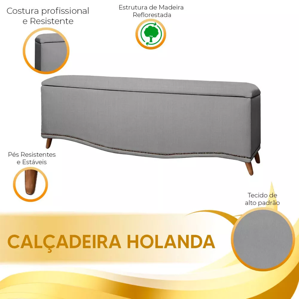 Image 6 of 7 of Conjunto Cabeceira e Calçadeira Holanda 140cm Linho Speciale Home