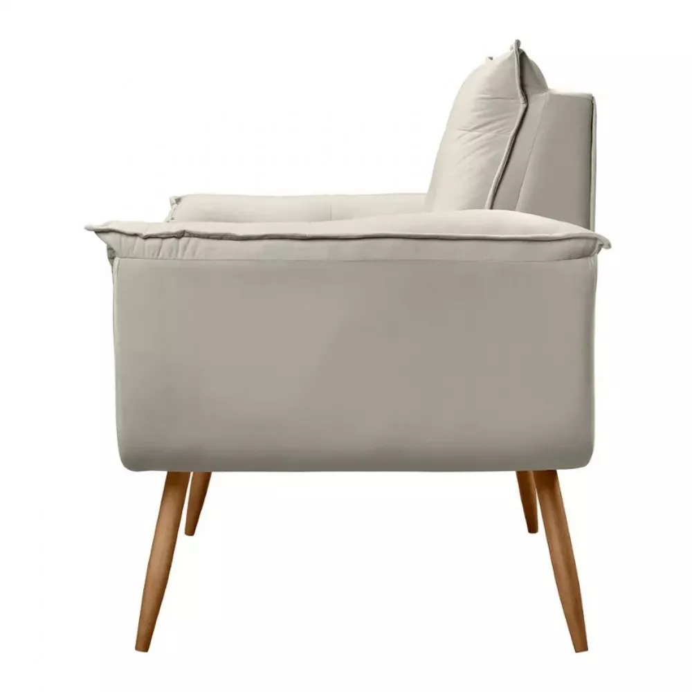 Image 4 of 10 of Conjunto de 2 Poltronas e 2 Puff Opala Veludo Bege Marfim Speciale Home