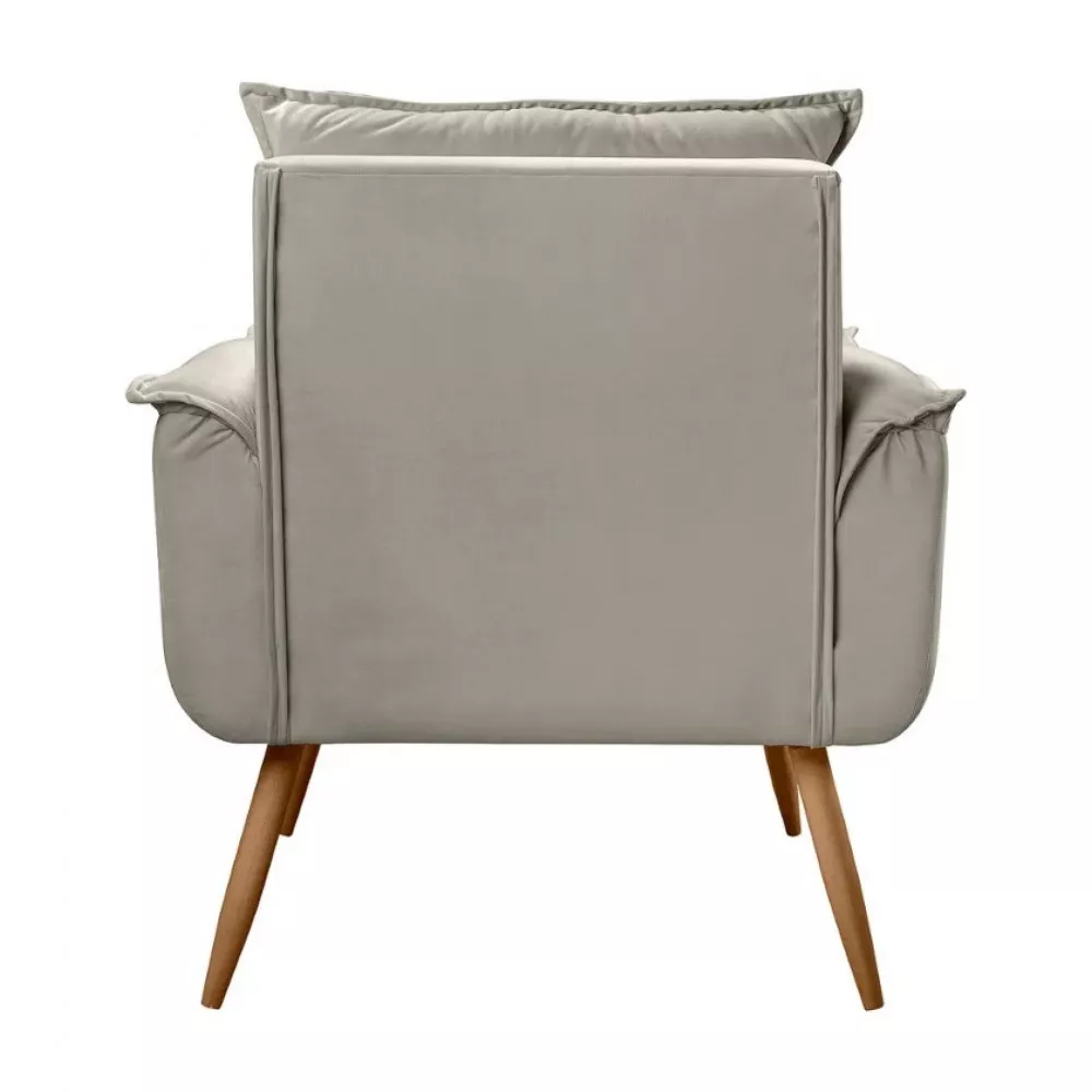 Image 5 of 10 of Conjunto de 2 Poltronas e 2 Puff Opala Veludo Bege Marfim Speciale Home
