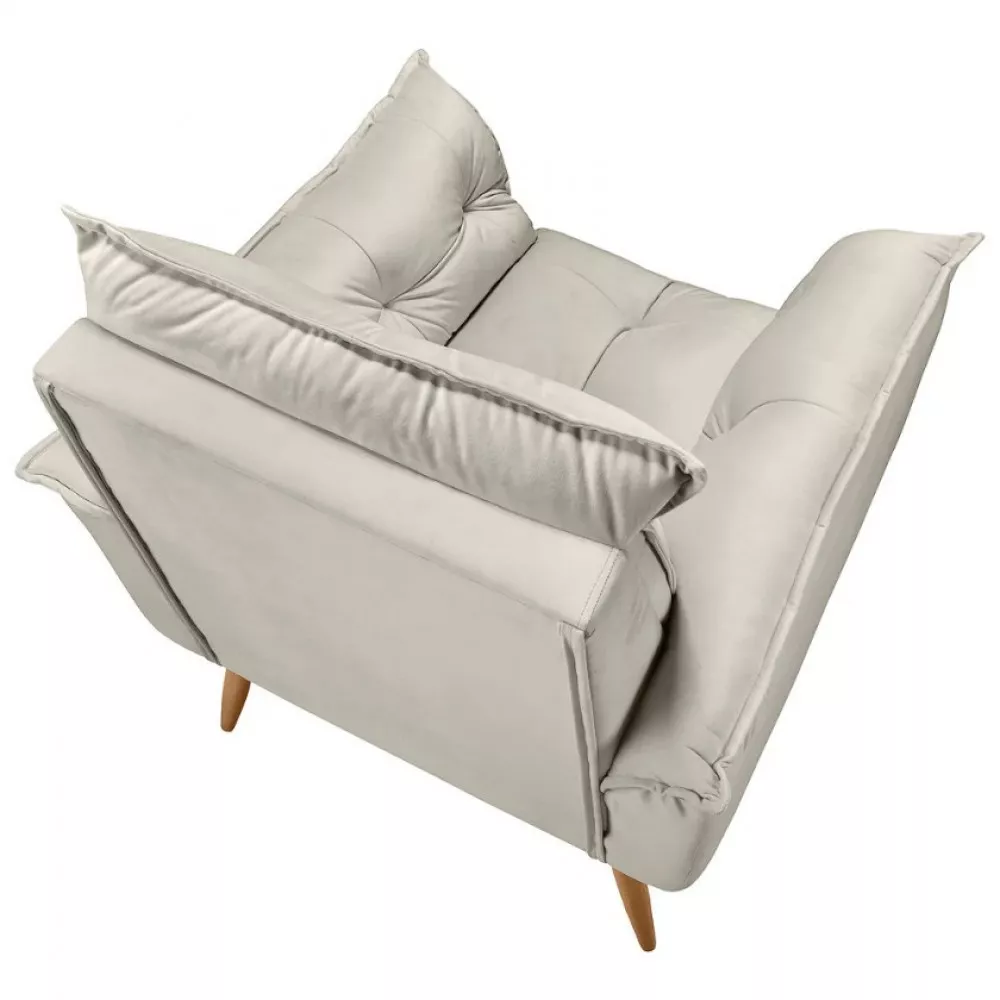 Image 6 of 10 of Conjunto de 2 Poltronas e 2 Puff Opala Veludo Bege Marfim Speciale Home