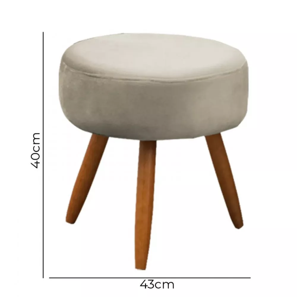 Image 9 of 10 of Conjunto de 2 Poltronas e 2 Puff Opala Veludo Bege Marfim Speciale Home