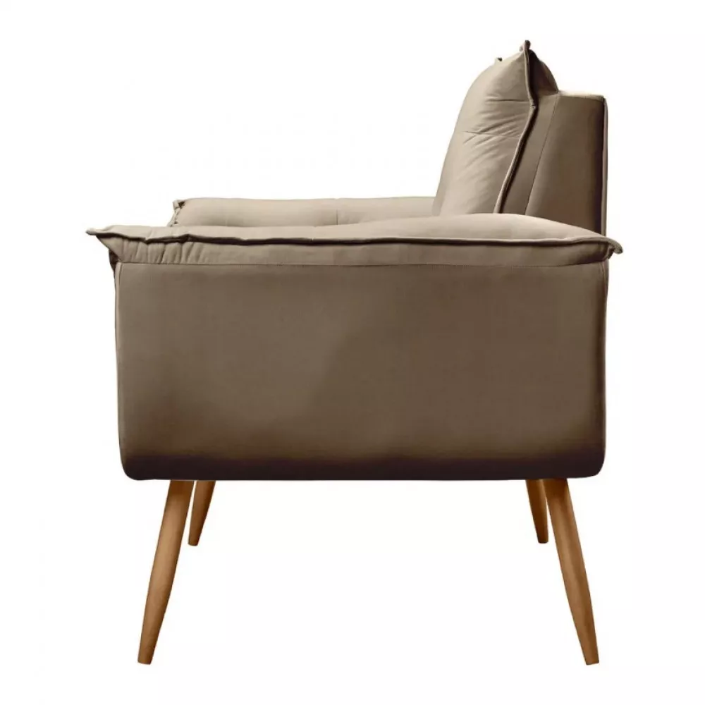 Image 4 of 12 of Conjunto de 2 Poltronas e 2 Puff Opala Veludo Marrom Castor Speciale Home