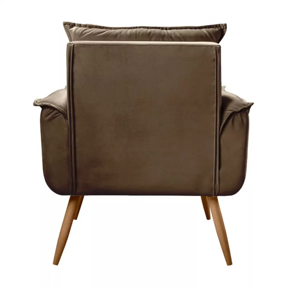 Image 5 of 12 of Conjunto de 2 Poltronas e 2 Puff Opala Veludo Marrom Castor Speciale Home
