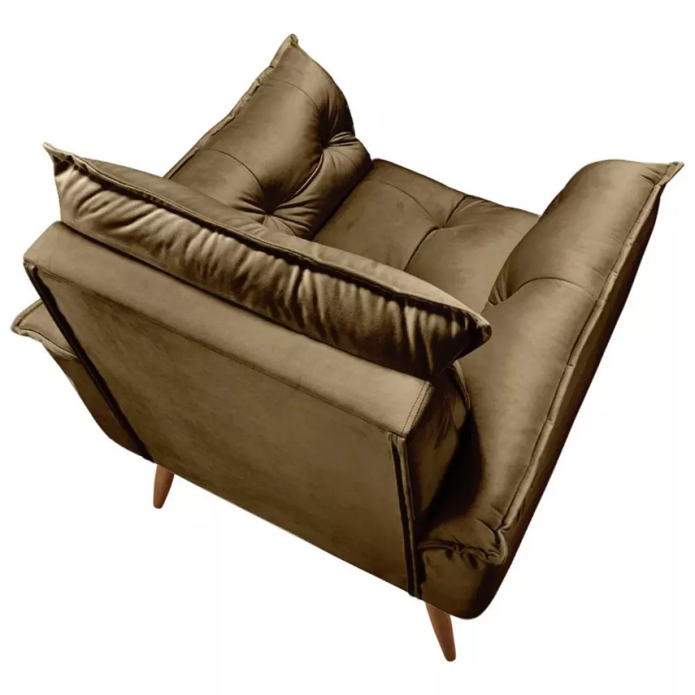 Image 6 of 12 of Conjunto de 2 Poltronas e 2 Puff Opala Veludo Marrom Castor Speciale Home