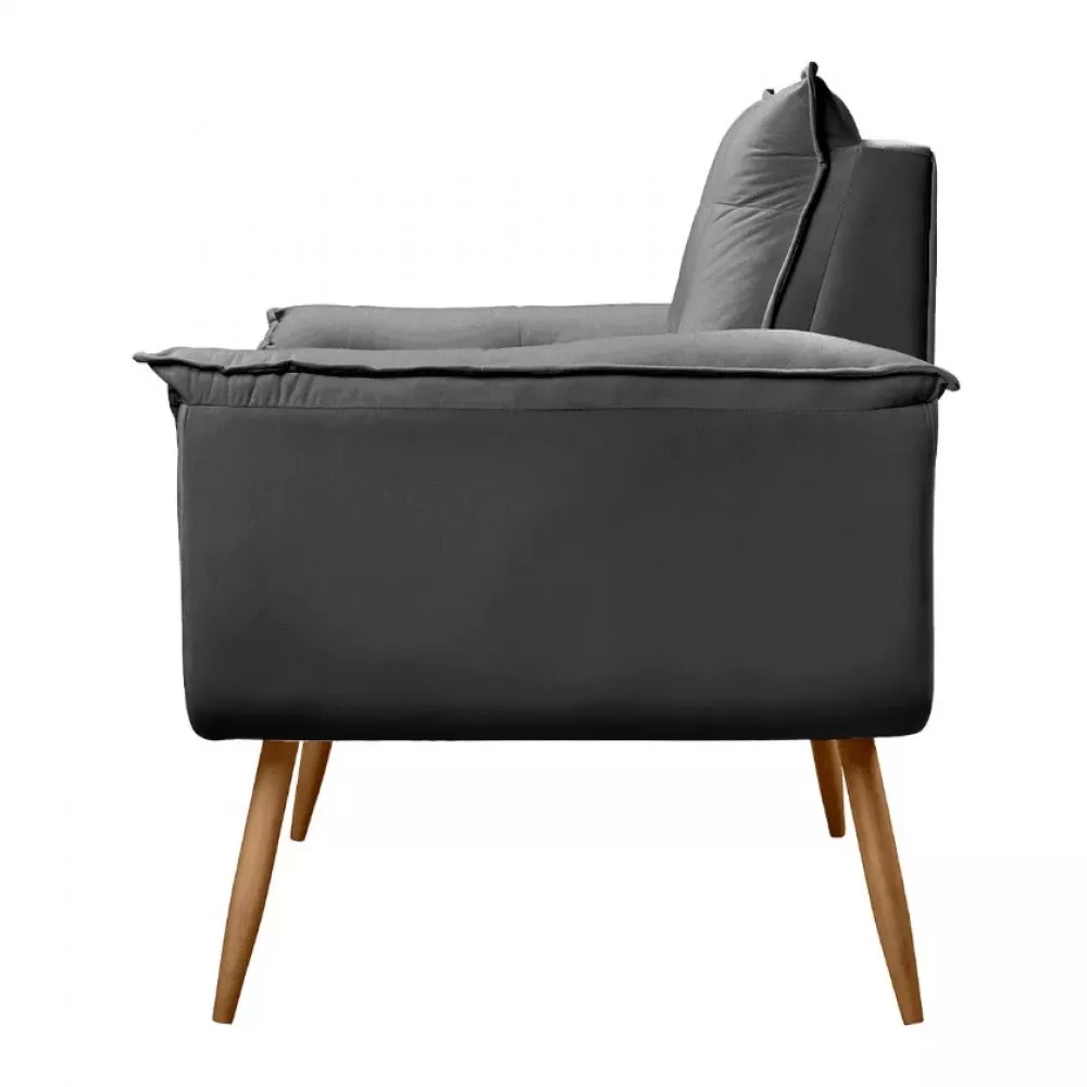 Image 4 of 12 of Conjunto de 2 Poltronas e 2 Puff Opala Veludo Preto Speciale Home