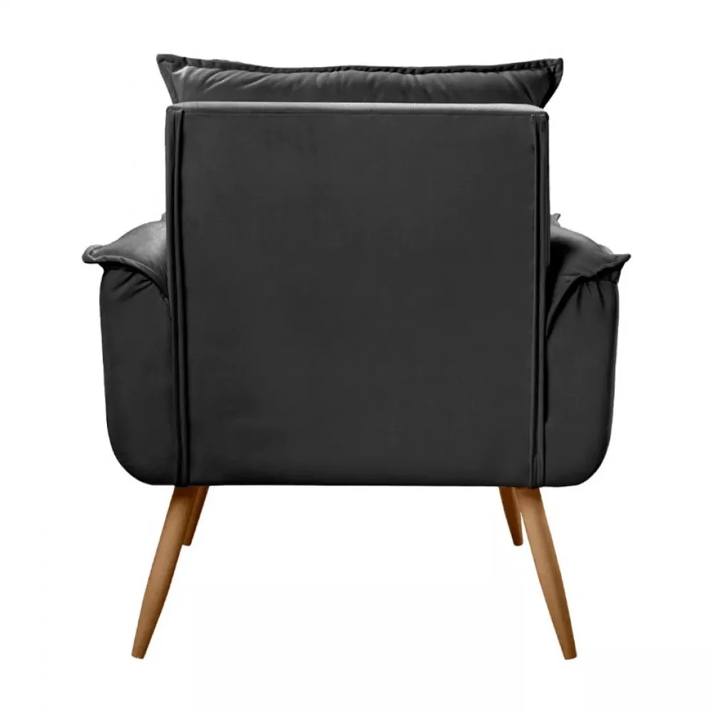 Image 5 of 12 of Conjunto de 2 Poltronas e 2 Puff Opala Veludo Preto Speciale Home