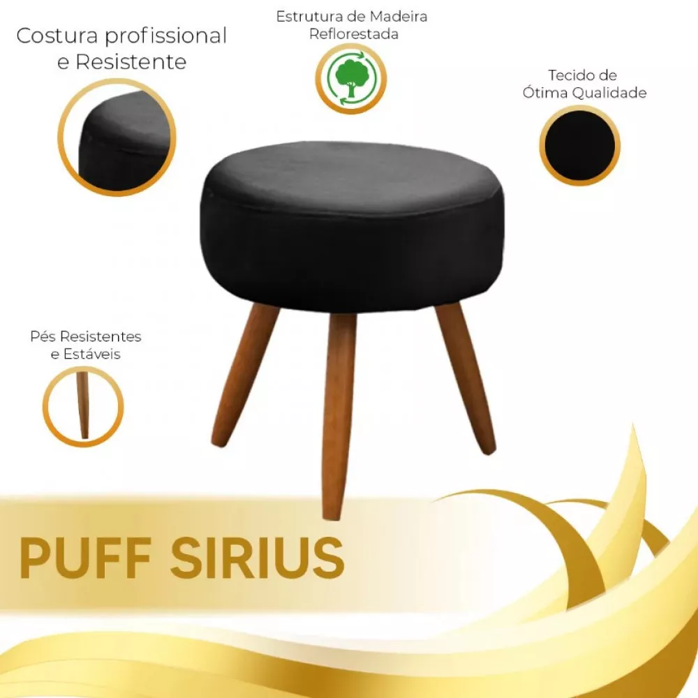 Image 11 of 12 of Conjunto de 2 Poltronas e 2 Puff Opala Veludo Preto Speciale Home