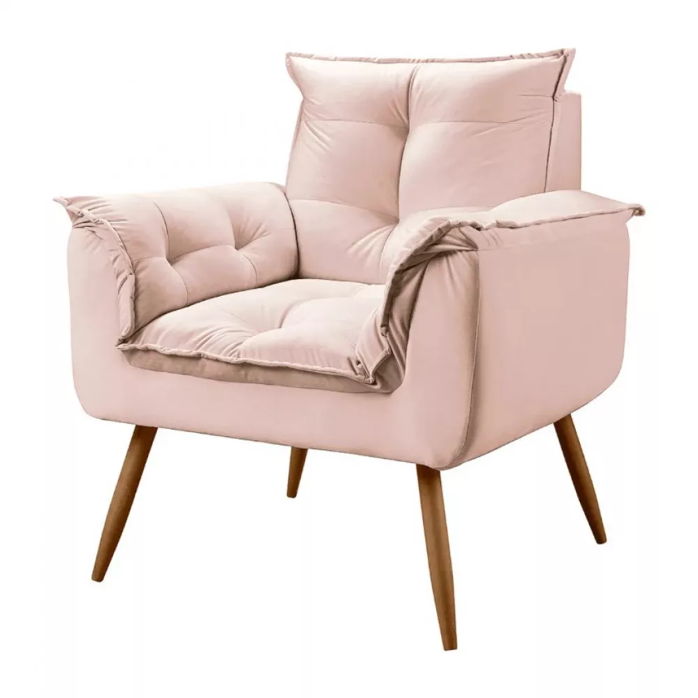 Image 2 of 12 of Conjunto de 2 Poltronas e 2 Puff Opala Veludo Rose Speciale Home