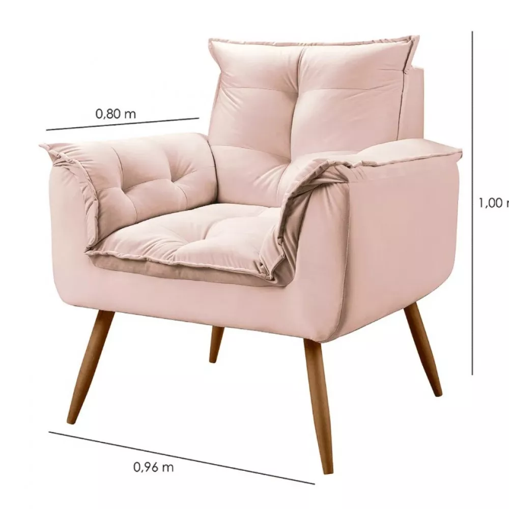 Image 7 of 12 of Conjunto de 2 Poltronas e 2 Puff Opala Veludo Rose Speciale Home