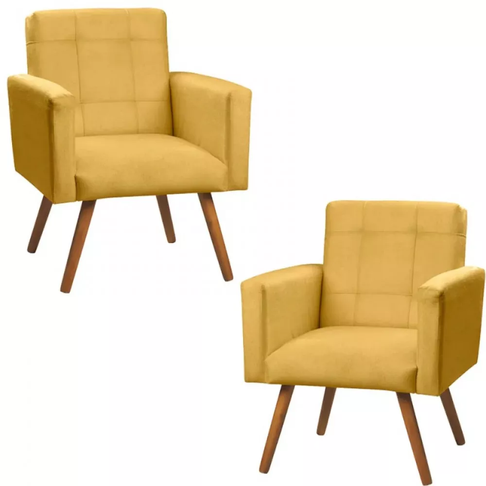 Image 0 of 7 of Conjunto de 2 Poltronas Decorativas Sabrina Veludo Amarelo Speciale Home