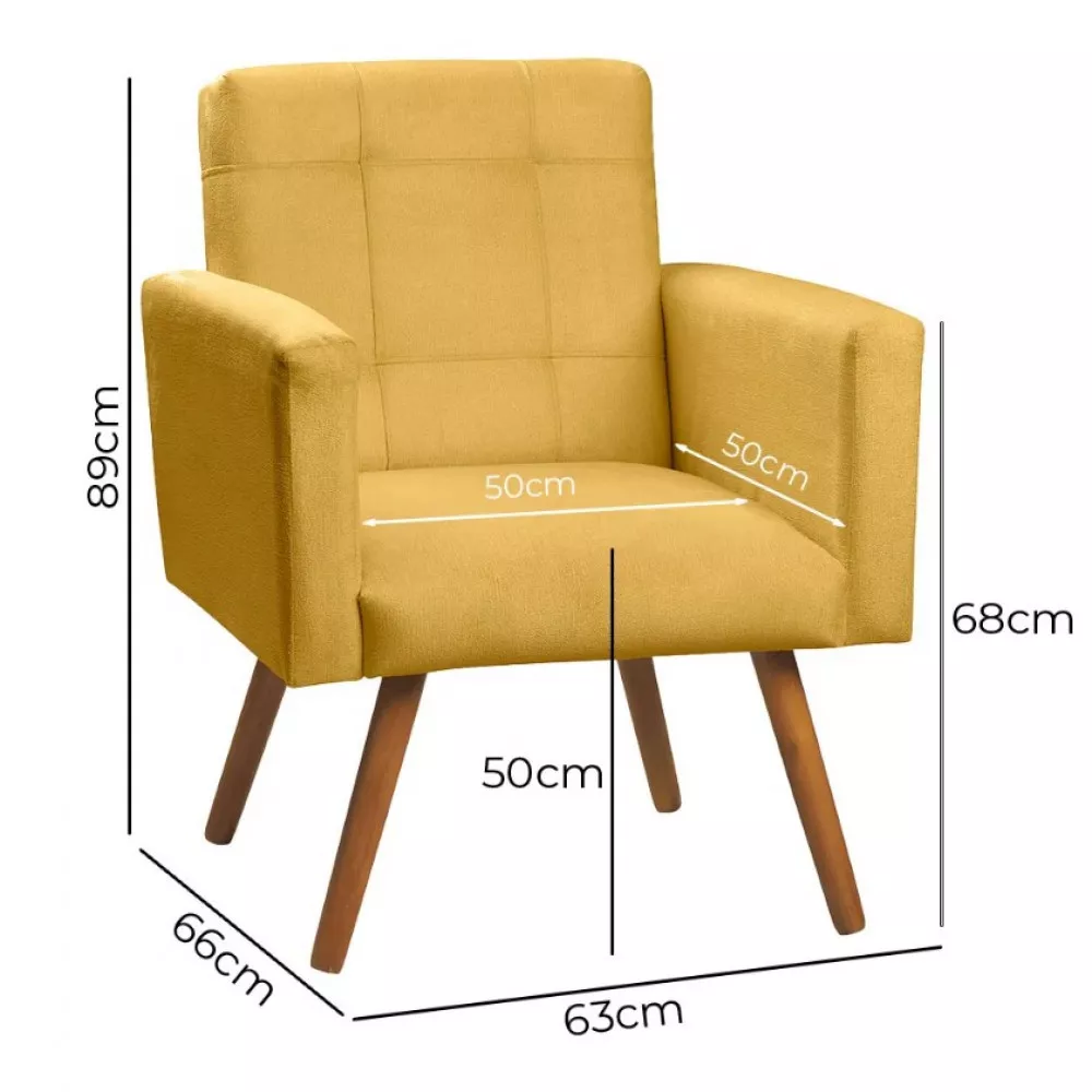 Image 5 of 7 of Conjunto de 2 Poltronas Decorativas Sabrina Veludo Amarelo Speciale Home