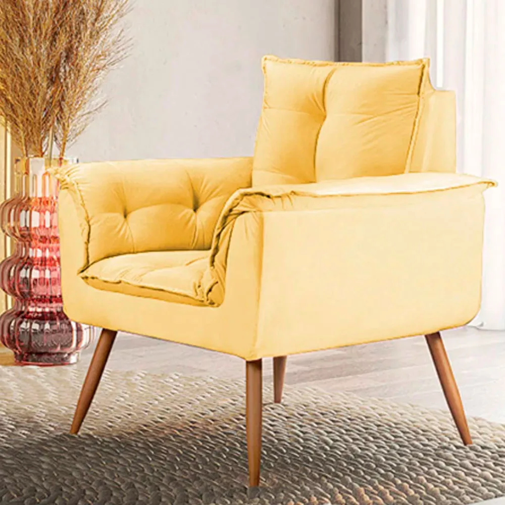 Image 1 of 9 of Conjunto de 2 Poltronas Opala Veludo Amarelo Speciale Home