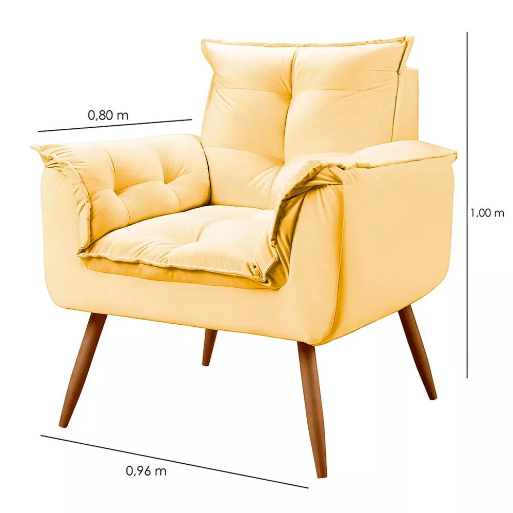 Image 7 of 9 of Conjunto de 2 Poltronas Opala Veludo Amarelo Speciale Home
