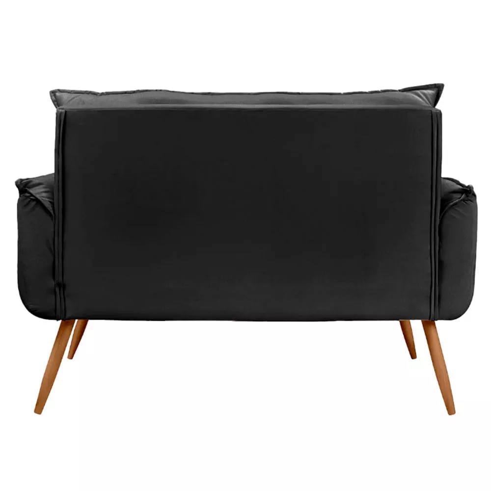 Image 4 of 10 of Conjunto Namoradeira e Puff Opala Veludo Preto Speciale Home