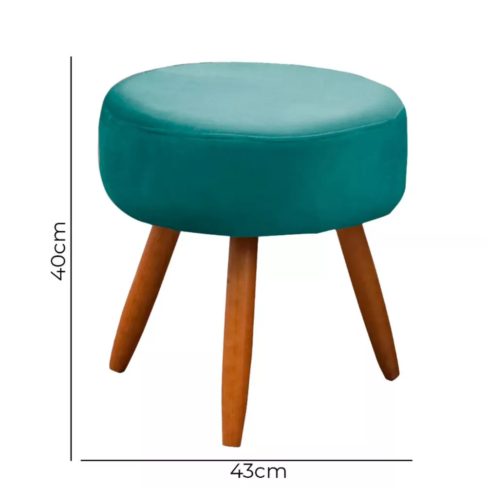 Image 8 of 10 of Conjunto Namoradeira Puff Opala Veludo Turquesa Ciano Speciale Home
