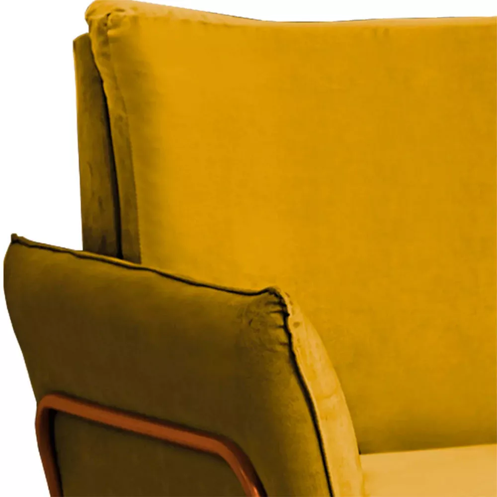 Image 3 of 7 of Kit 2 Poltronas Decorativas Para Sala, Recepção Lotus Suede Amarelo Com Base Bronze Speciale Home