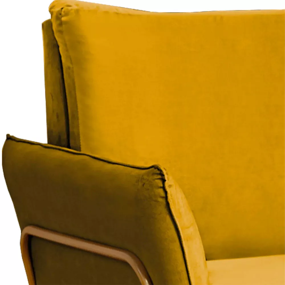 Image 3 of 7 of Kit 2 Poltronas Decorativas Para Sala, Recepção Lotus Suede Amarelo Com Base Dourada Speciale Home