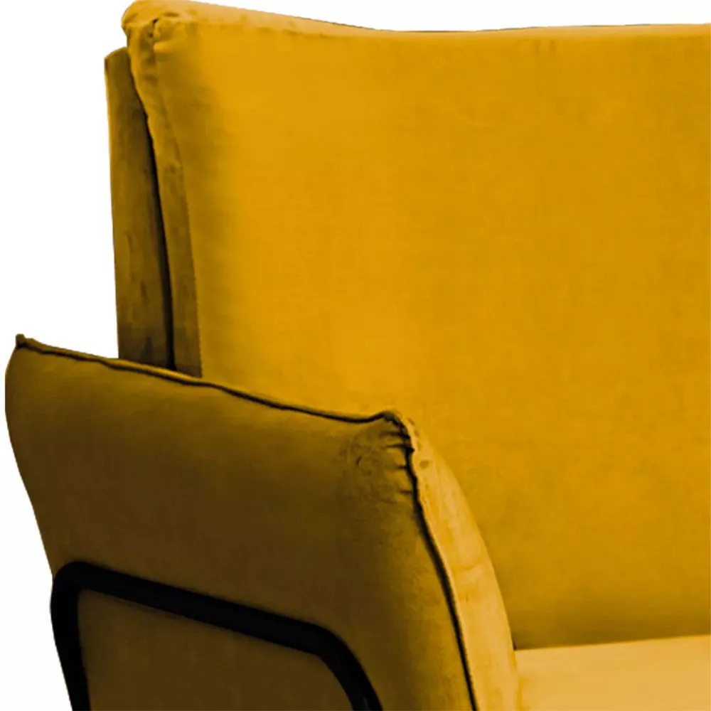 Image 3 of 7 of Kit 2 Poltronas Decorativas Para Sala, Recepção Lotus Suede Amarelo Com Base Preta Speciale Home