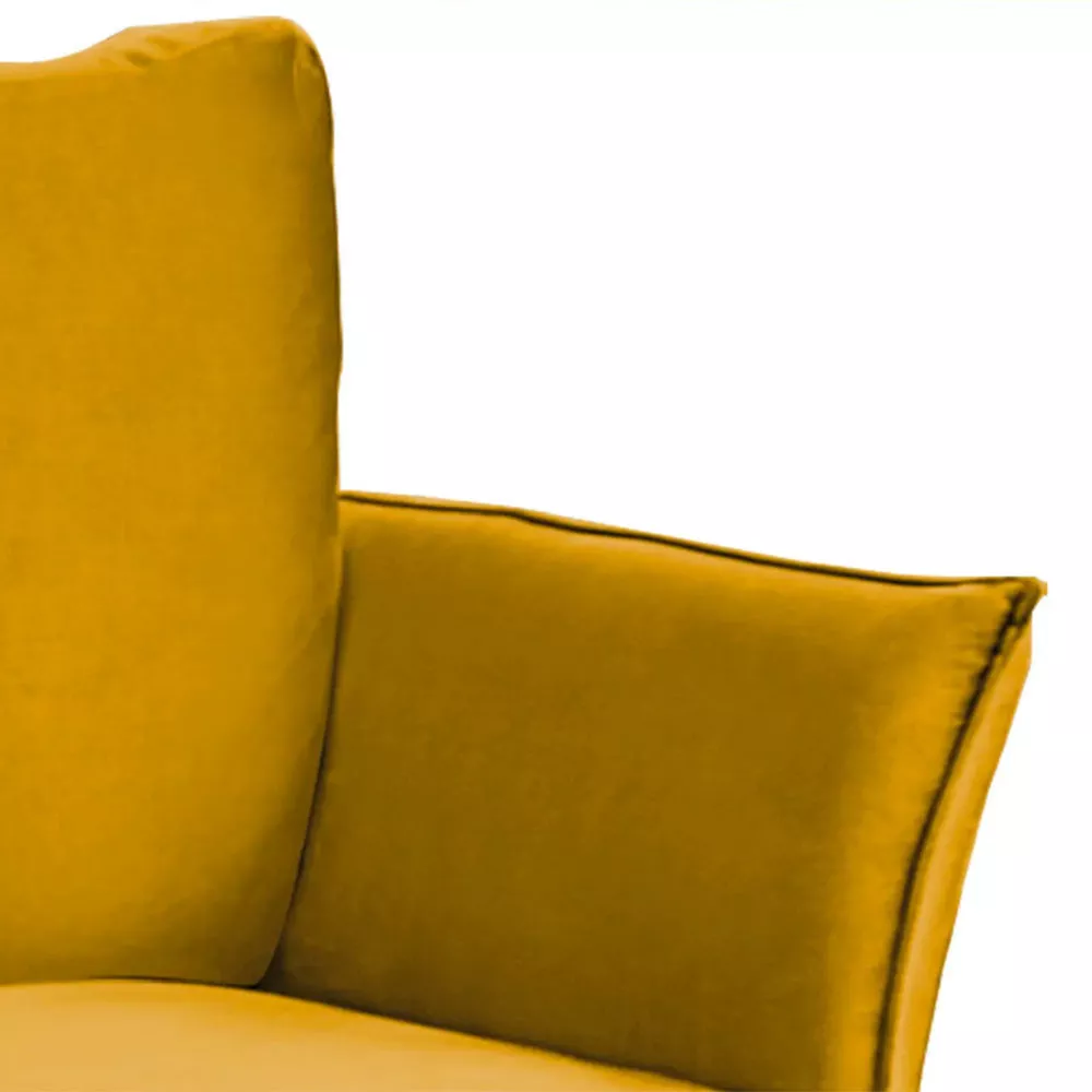 Image 4 of 7 of Kit 2 Poltronas Decorativas Para Sala, Recepção Lotus Suede Amarelo Com Base Preta Speciale Home
