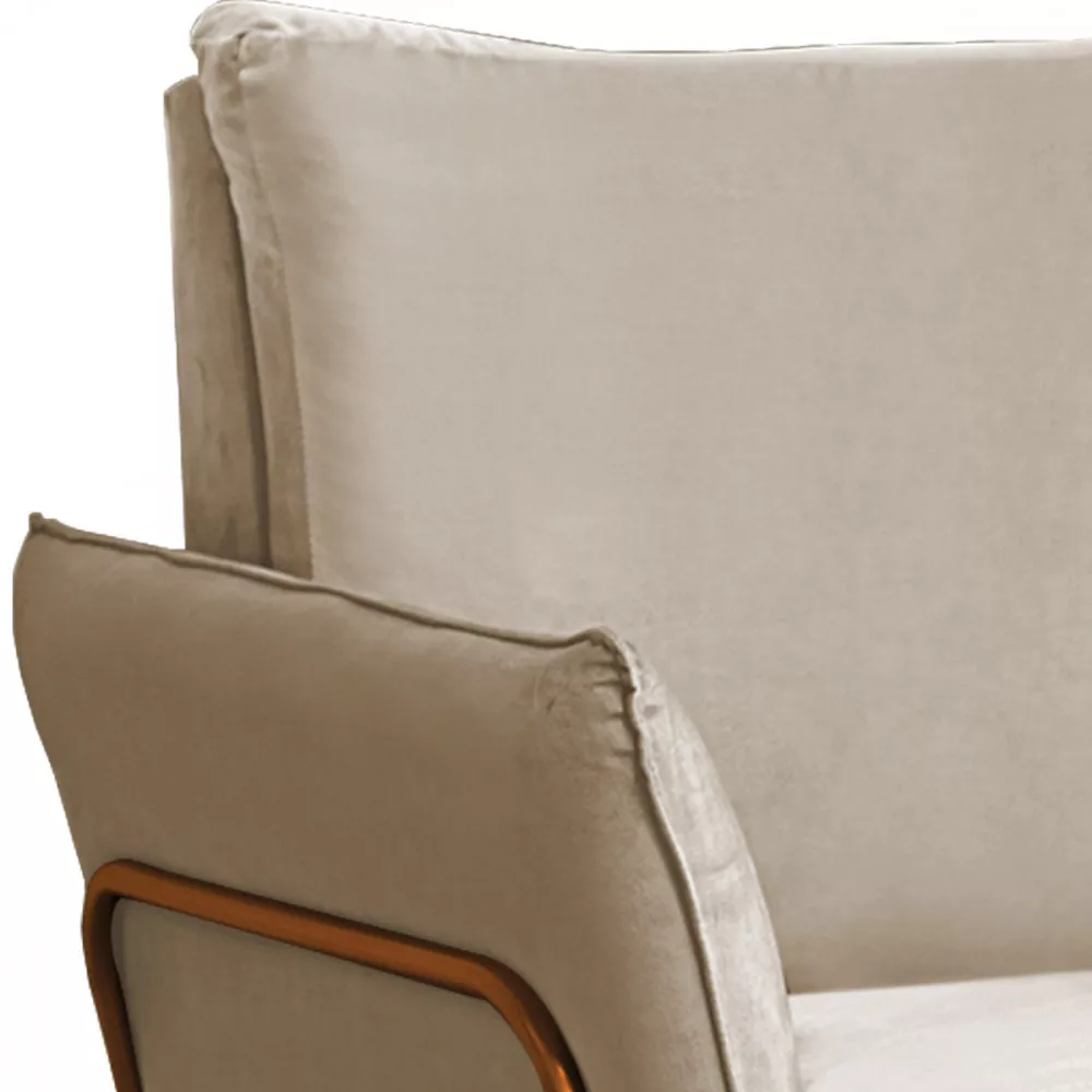 Image 4 of 7 of Kit 2 Poltronas Decorativas Para Sala, Recepção Lotus Suede Bege Com Base Bronze Speciale Home