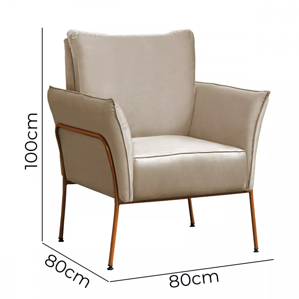 Image 5 of 7 of Kit 2 Poltronas Decorativas Para Sala, Recepção Lotus Suede Bege Com Base Bronze Speciale Home
