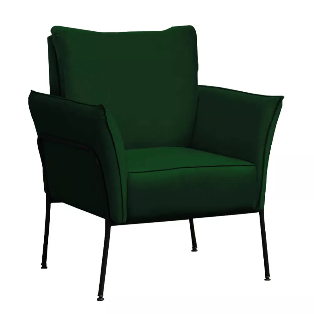 Image 2 of 7 of Kit 2 Poltronas Decorativas Para Sala Recepção Lotus Suede Verde Com Base Preta Speciale Home