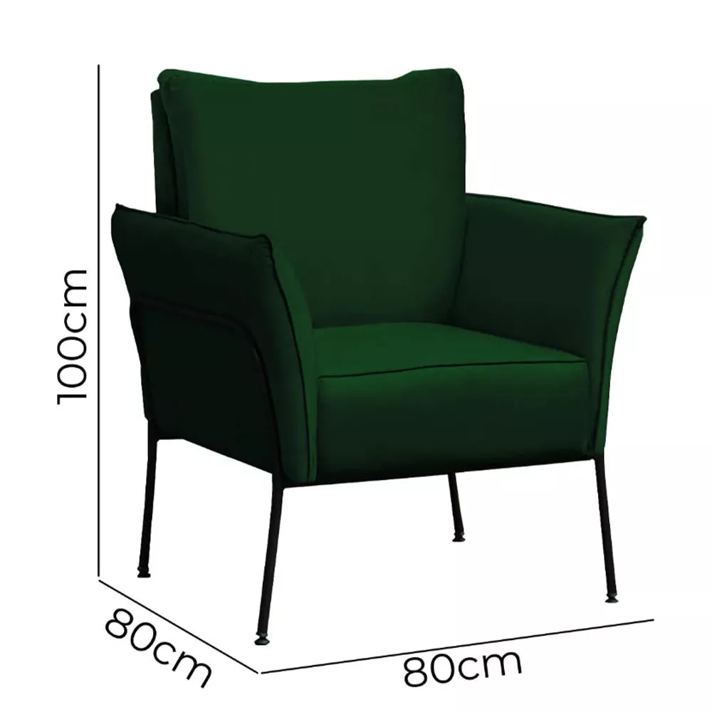 Image 5 of 7 of Kit 2 Poltronas Decorativas Para Sala Recepção Lotus Suede Verde Com Base Preta Speciale Home