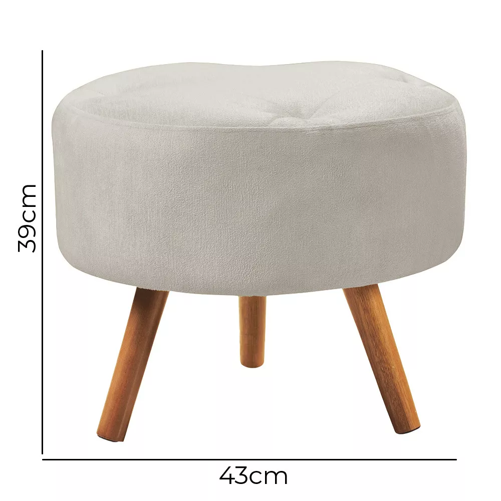 Image 3 of 5 of Kit Namoradeira + Puff Decorativo Sabrina Veludo Bege Marfim Speciale Home