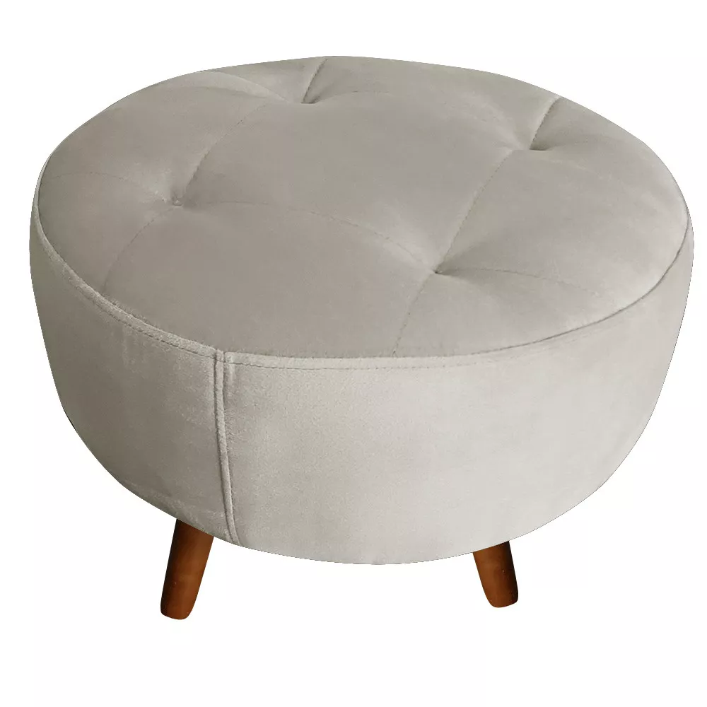 Image 4 of 5 of Kit Namoradeira + Puff Decorativo Sabrina Veludo Bege Marfim Speciale Home