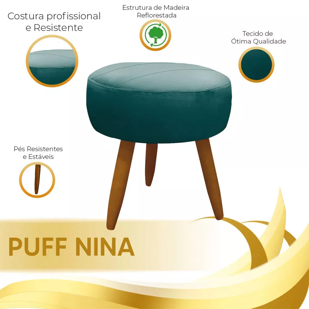 Image 11 of 12 of Kit Poltrona + Puff Nina para Sala em Veludo Ciano Speciale Home