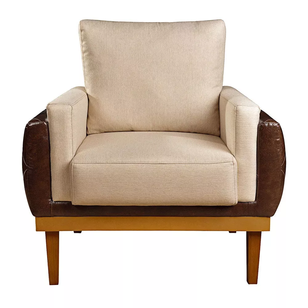Image 0 of 7 of Poltrona Compose Charles Linho Capuccino Com Corano Marrom Speciale Home