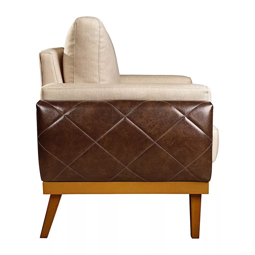 Image 2 of 7 of Poltrona Compose Charles Linho Capuccino Com Corano Marrom Speciale Home