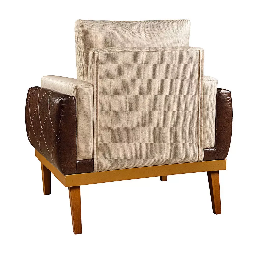 Image 3 of 7 of Poltrona Compose Charles Linho Capuccino Com Corano Marrom Speciale Home