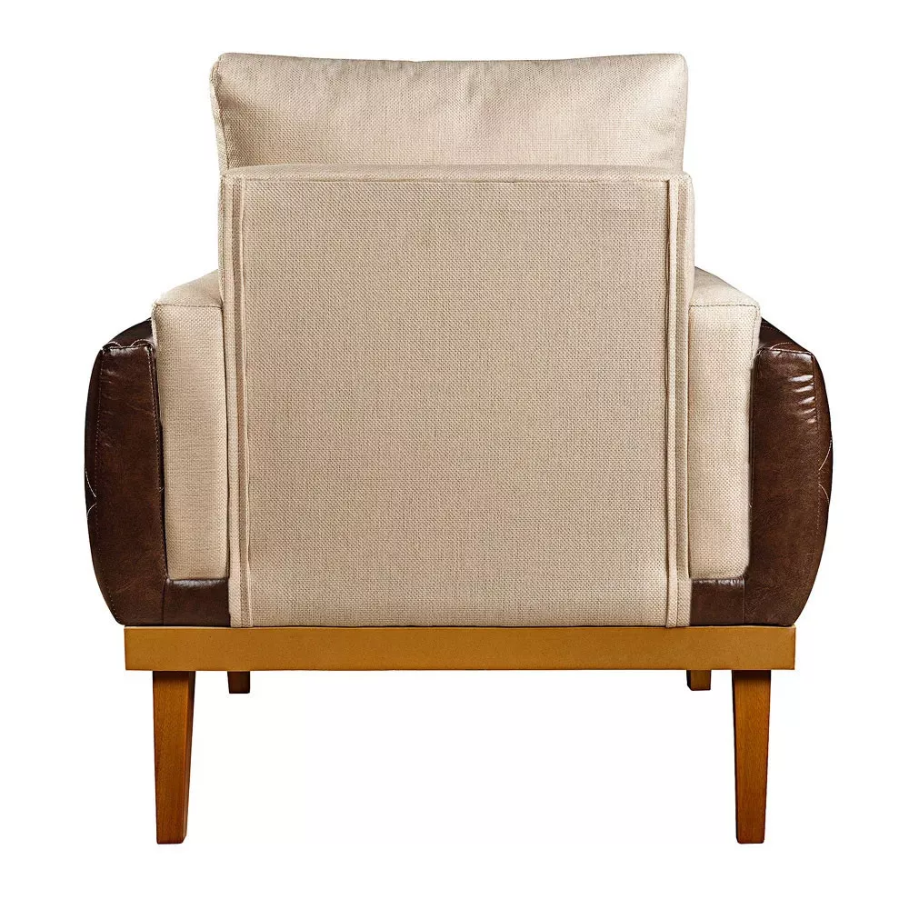 Image 4 of 7 of Poltrona Compose Charles Linho Capuccino Com Corano Marrom Speciale Home