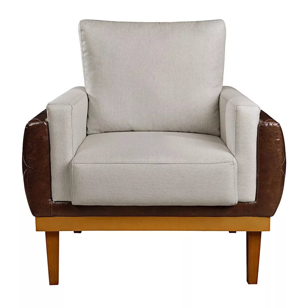 Image 0 of 8 of Poltrona Compose Charles Linho Carvalho Com Corano Marrom Speciale Home