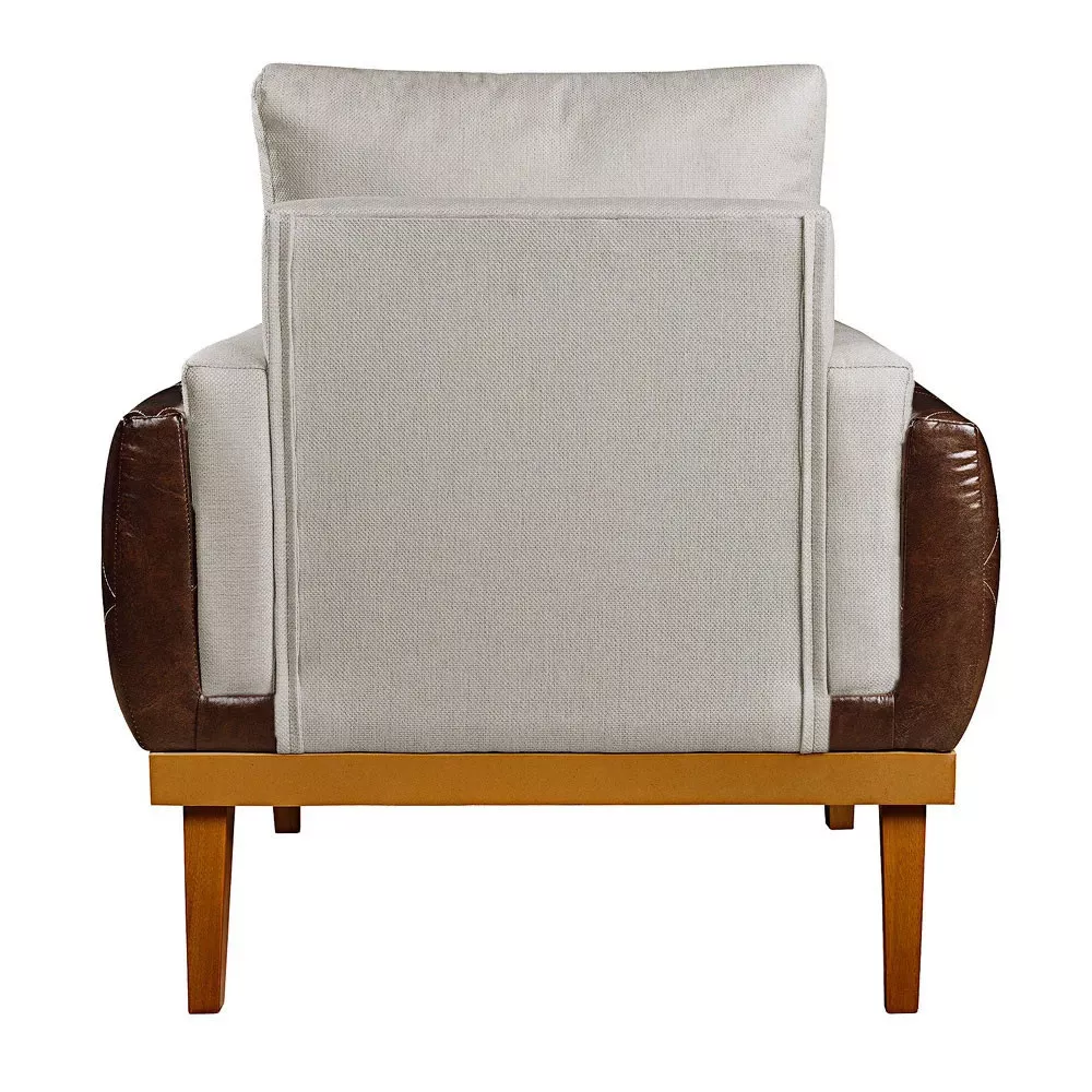 Image 3 of 8 of Poltrona Compose Charles Linho Carvalho Com Corano Marrom Speciale Home