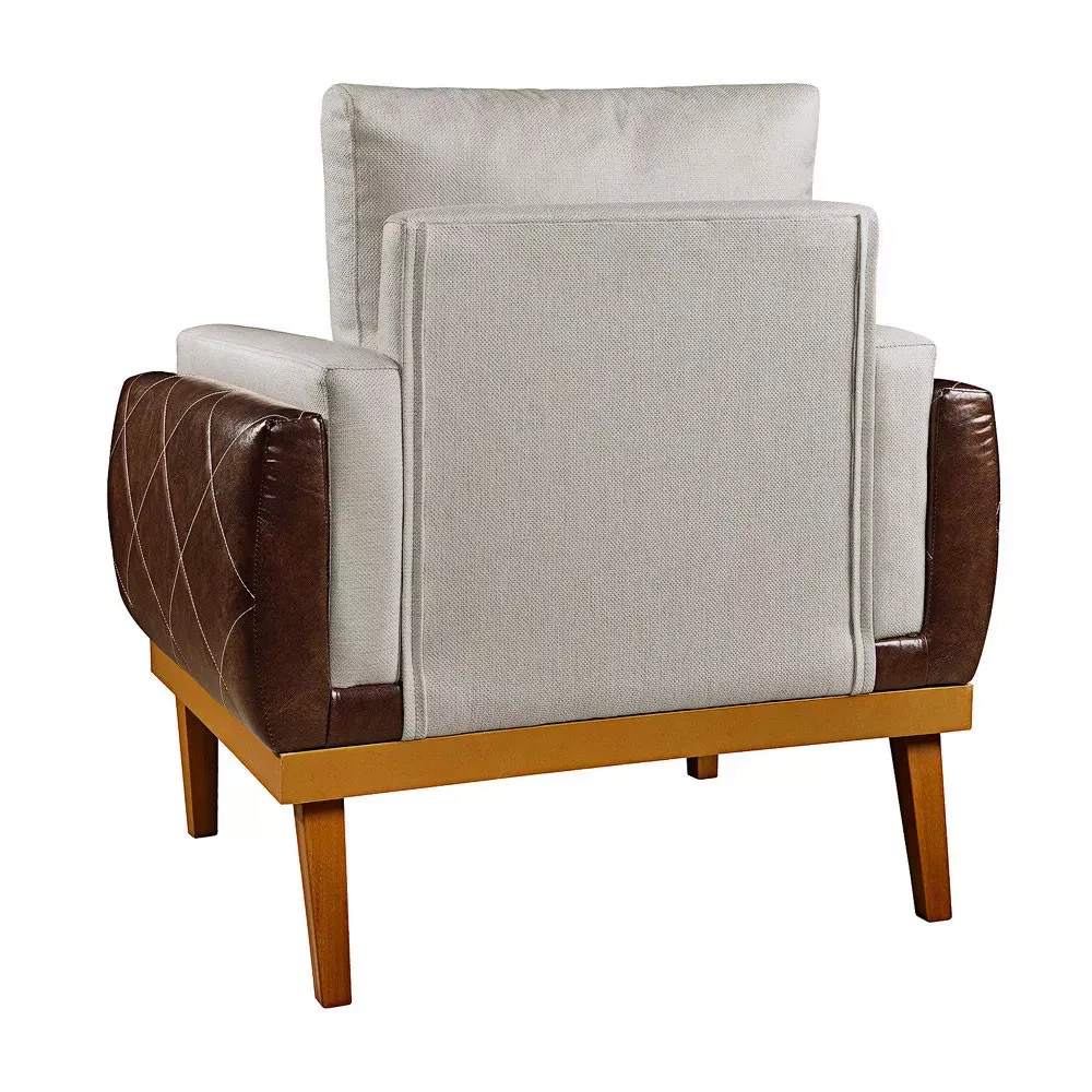 Image 4 of 8 of Poltrona Compose Charles Linho Carvalho Com Corano Marrom Speciale Home