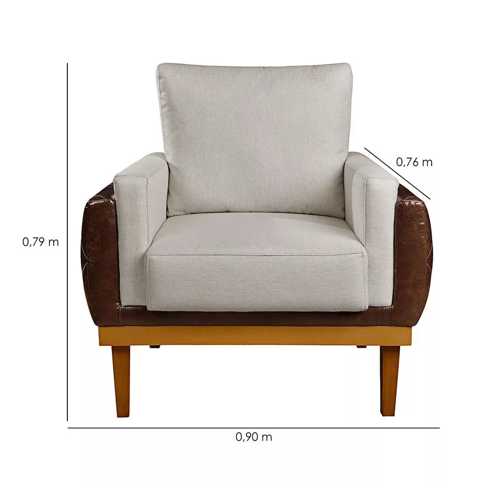 Image 6 of 8 of Poltrona Compose Charles Linho Carvalho Com Corano Marrom Speciale Home