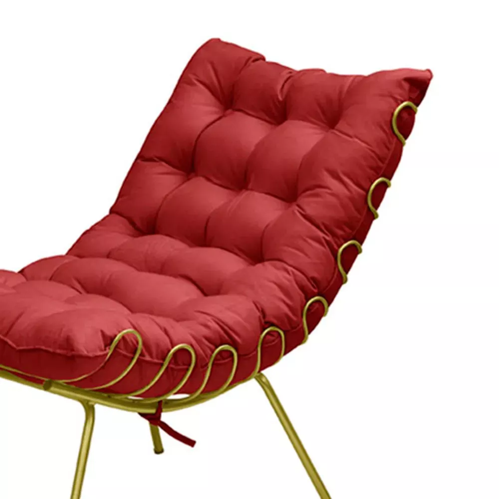 Image 2 of 6 of Poltrona Decorativa Adão Veludo B Dourada com Puff F