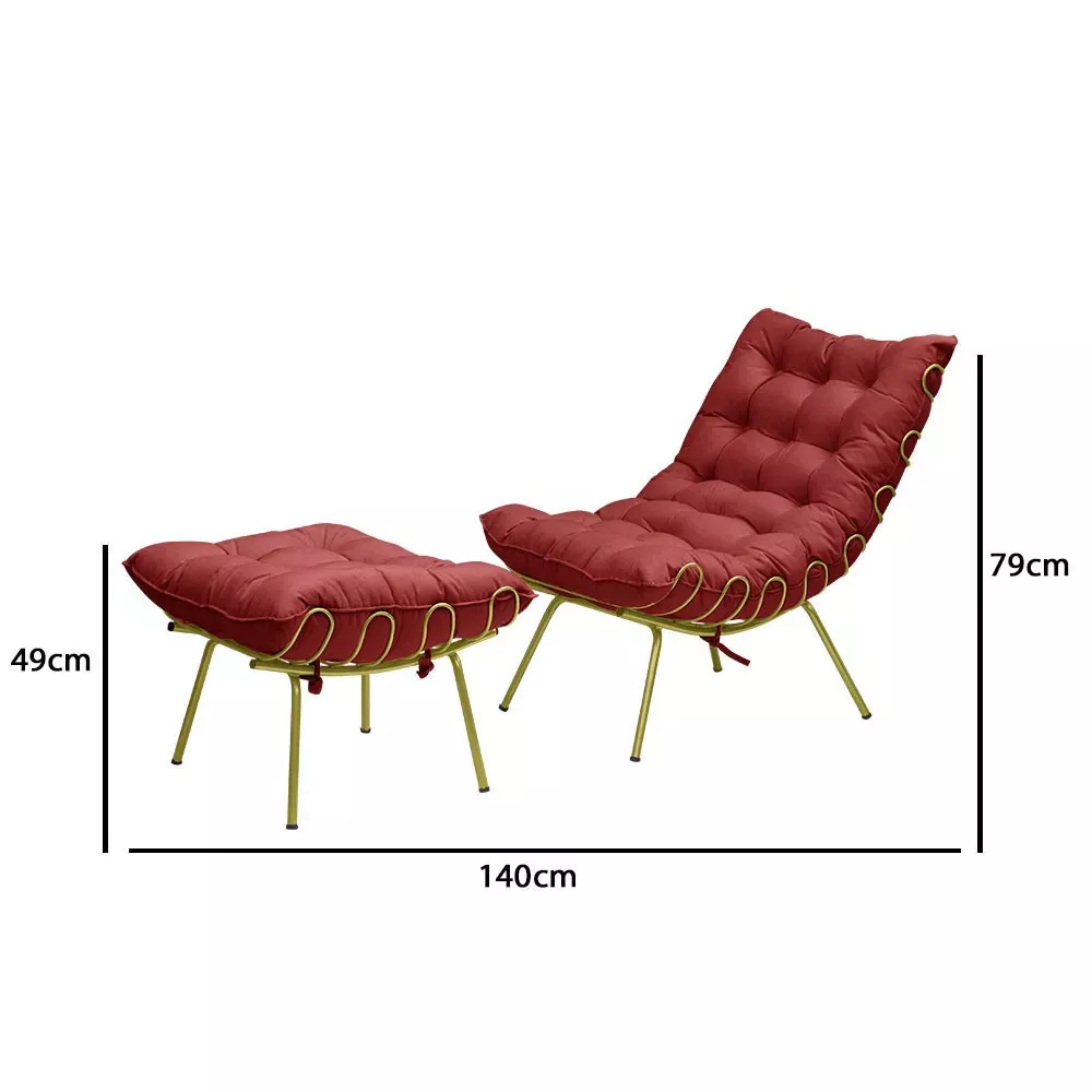 Image 4 of 6 of Poltrona Decorativa Adão Veludo B Dourada com Puff F